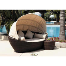 Exterior PE Rattan cama Beach Lounge diseño moderno